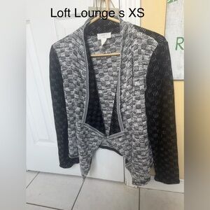 LOFT Black & Gray Open-Front Textured Cardigan Sz XS